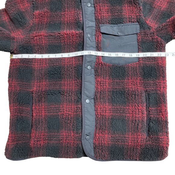 GOODFELLOW & CO JACKET MENS L HIGH PILE FLEECE FAUX FUR BLACK RED POCKETS NWT - Picture 7 of 9